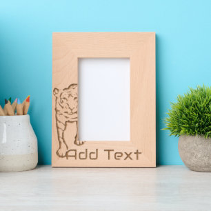 Quadro de Madeira com Gravação de Tigre Personaliz