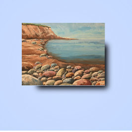 Quadro De Madeira costa marítima pintada à mão em acrílico única