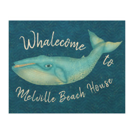 Quadro De Madeira Costume náutico de Whalecome | da baleia azul de
