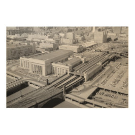 Quadro De Madeira Estação Woodsnap da rua da estrada de ferro de