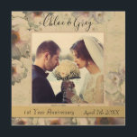 Quadro De Madeira Floral de Fotos de Aniversário Personalizado<br><div class="desc">O pessoal do campo com o quadro de Tree Peony para tirar a foto de casamento de aniversário. Por que não dar a eles um belo objeto que eles sempre vão tesourar?</div>