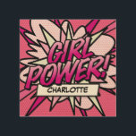 Quadro De Madeira GIRL POWER personalizado - Pop de arte do livro em<br><div class="desc">Personalize o nome para criar uma obra super legal e moderna de arte pop de quadrinhos GIRL POWER super-heroína de madeira. Um presente de excelente para você, seus amigos ou sua família. Um design legal, moderno e divertido que põe o murro, o zap, o pow no seu dia. Projetado pela...</div>