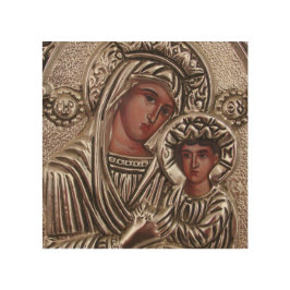 Quadro De Madeira Ícone da mãe e da criança, Madonna e Jesus na