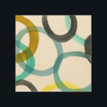 Quadro De Madeira Intertravando Círculos Amarelo e Azul<br><div class="desc">Um impressão simples de interligar círculos amarelos e azuis por Megan Meagher. O fundo branco deixa as cores dos círculos pop. Compre o seu hoje!</div>