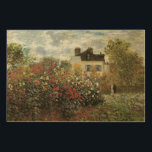 Quadro De Madeira Jardim de Monet na Argentina por Claude Monet<br><div class="desc">O Jardim do Artista na Argentina (Um Canto do Jardim com Dahlias) (1873), de Claude Monet, é uma pintura de natureza floral de arte do impressionismo clássico. Uma casa de fazenda do campo está no fundo. Um casal apaixonado está passando por um jardim romântico de primavera com rosas florescentes e...</div>