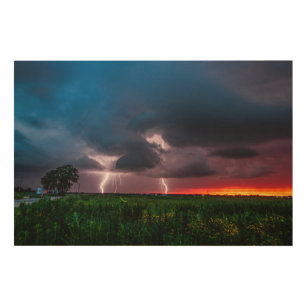 Quadro De Madeira Lightning Bolts and Firefly no Sunset em Oklahoma