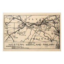 Mapa da Ferrovia de Maryland Ocidental para 1920