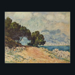 Quadro De Madeira Menton Seen do Boné Martin por Claude Monet<br><div class="desc">Menton Seen, do Boné Martin (1884), por Claude Monet, é uma pintura impressionista de paisagem sazonal de belas artes. Árvores, oceano e litoral estão em primeiro plano com a cidade e montanhas ao fundo. Um dia ensolarado com algumas nuvens fofinhas no céu. Uma vista da cidade de Menton, no sul...</div>