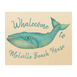 Quadro De Madeira Nome náutico de Whalecome | da baleia azul de casa