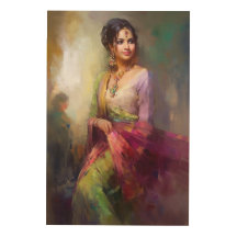 Pintura Figurativa Contemporânea da Menina Indiana