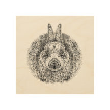 Rabbit Desenho Impressão de Arte de Madeira