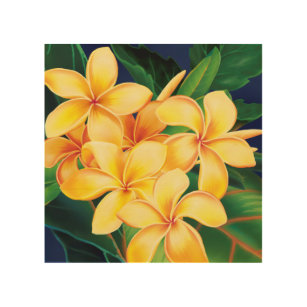 Quadro De Madeira Tropical Paraísa Havaiana Floral