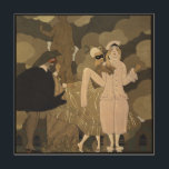 Quadro De Madeira Vintage Art Deco, Surpresa por George Barbier<br><div class="desc">Linda arte de canvas de madeira com uma ilustração antiga Art Deco design Surpresa de George Barbier. Uma festa de mascarada com personagens de conto de fadas vestidos de fantasias elegantes e máscaras de visto. Harlequinade é um gênero teatral cômico britânico, pantomímico com as personagens Harlequin, que ama Columbine, o...</div>
