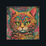 Quadro De Madeira Vintage Pop Art, Estilo Louis Wain, Gato Bonito<br><div class="desc">Vintage Pop Art,  Estilo Louis Wain,  Gato Bonito</div>