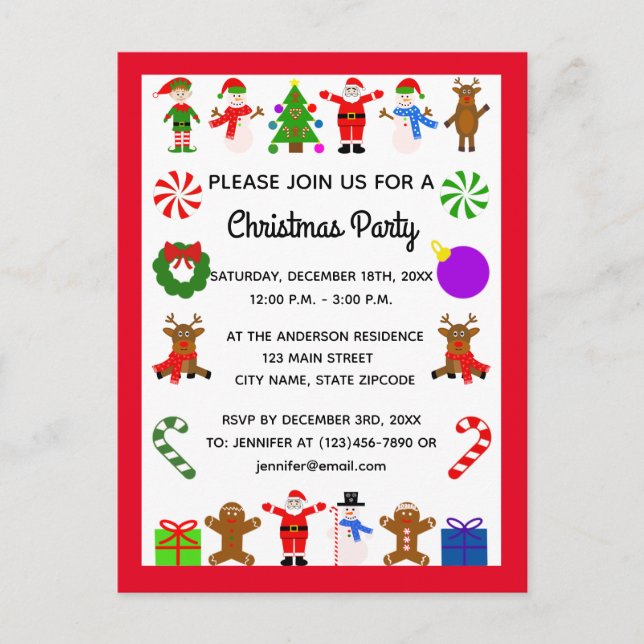 Quadro de Natal #3 Convite Cartão Postal (Frente)