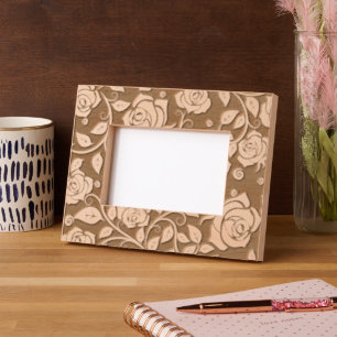 Quadro de Padrão de Rosa de Vintagem Gravada Elega