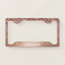 Quadro de Placa de Licença - Rosa de Glitter de Te
