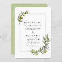 Quadro de ramos de oliveira Salvar data Convite