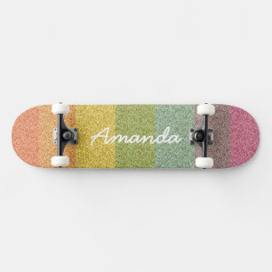 Quadro de skate Glitter do Arco-Íris Personalizado