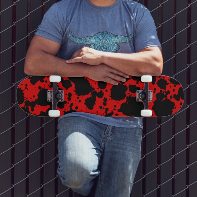 Quadro de skate preto-e-vermelho moderno de tendên (Ao ar livre 3)