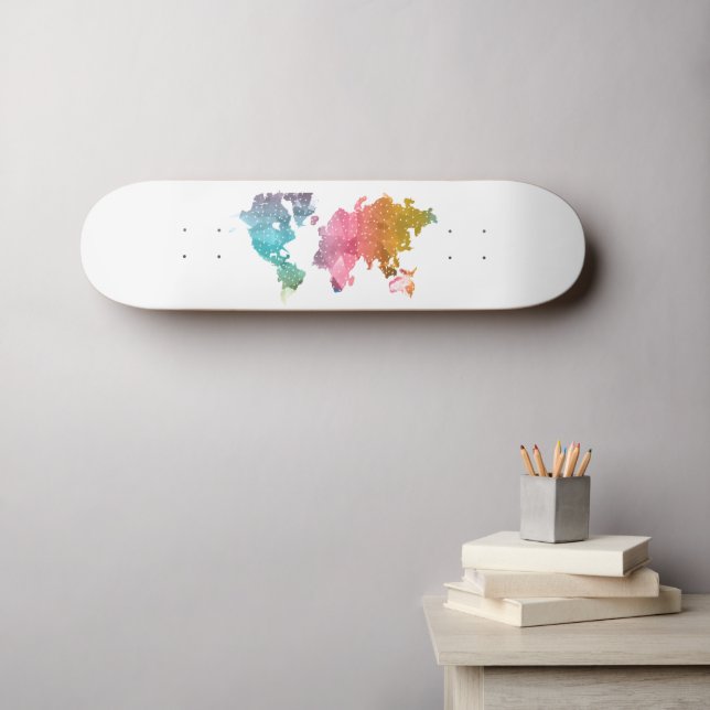 Quadro de Skateboard do Rainbow World Map - Viagem (Arte de parede (Horz))