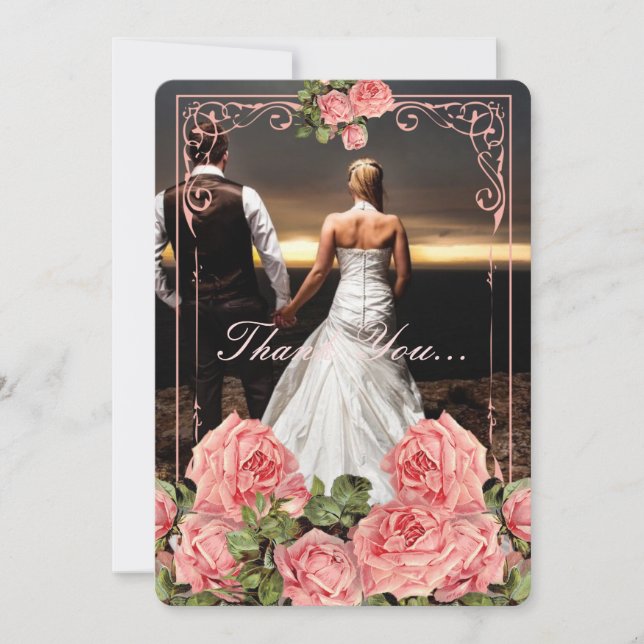 Quadro do casamento vintage - Cartões de agradecim (Frente)