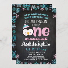 Quadro do convite do aniversário do pinguim