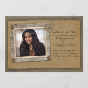 Quadro do damasco, cartão com fotos da graduaçã