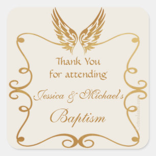 Quadro dourado com etiqueta das asas