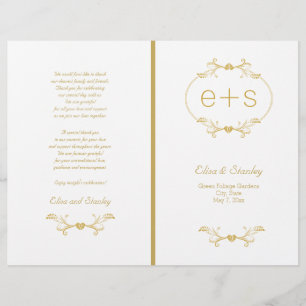 Quadro Dourado e programa wedding dobrado iniciais