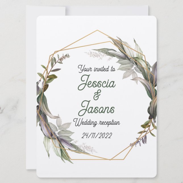 Quadro e Convite para casamentos tema damasco (Frente)