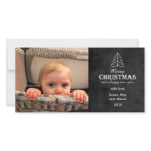 Quadro Feliz de Natal com cartão com fotos de árvo