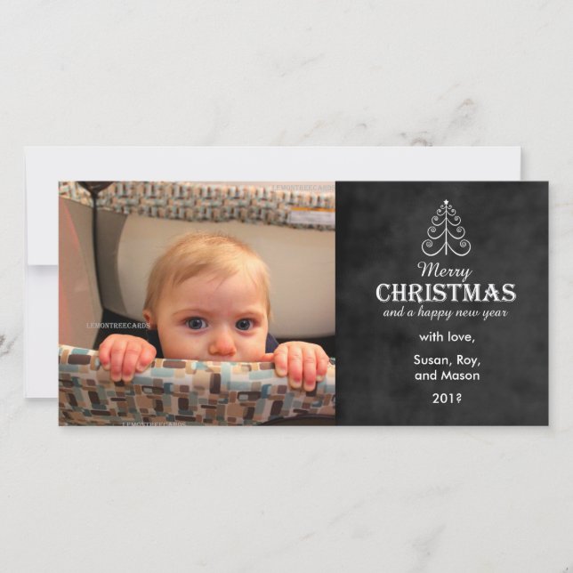 Quadro Feliz de Natal com cartão com fotos de árvo (Frente)