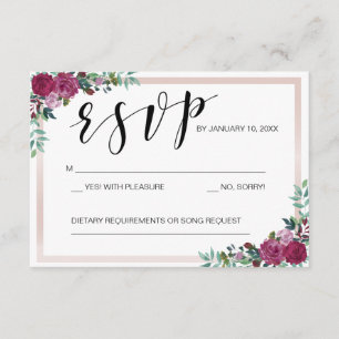 Quadro floral de modelo de placa RSVP