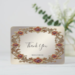 Quadro Floral Dourado com Cartões de agradecimento