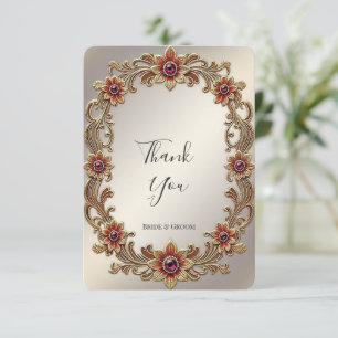 Quadro Floral Dourado com Cartões de agradecimento