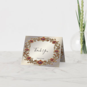 Quadro Floral Dourado com Cartões de agradecimento
