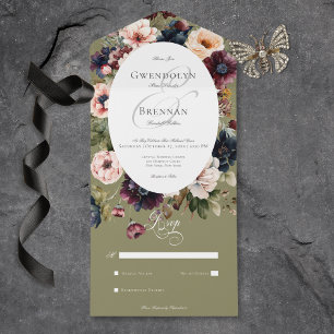 Quadro Floral Oval Verde Escuro Sem Janto