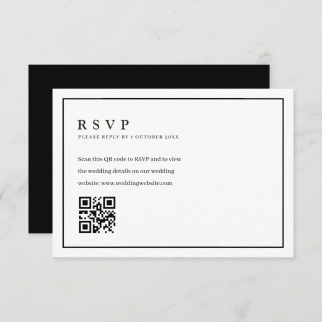Quadro formal de tendência casamento QR code rsvp  (Frente/Verso)