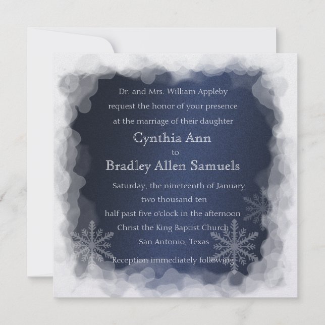 Quadro Icy Quadrado de Convite para Neve (Frente)