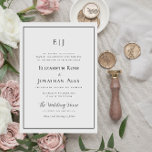 quadro moderno convite para casamento preto e bran<br><div class="desc">tema de casamento da tipografia branca e negra moderna com um quadro elegante. O texto e as cores podem ser editados.</div>