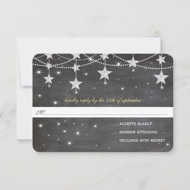 Quadro Noturno de Casamento sob as Estrelas RSVP (Frente)