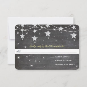 Quadro Noturno de Casamento sob as Estrelas RSVP