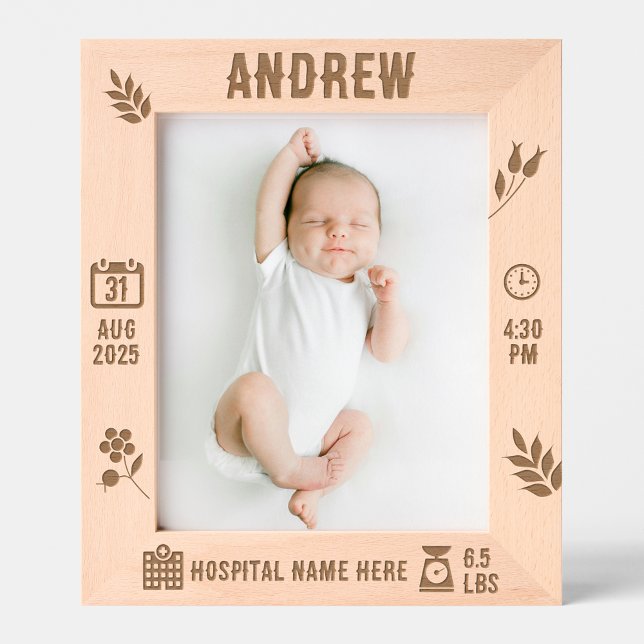 Quadro Personalizado de Memória do Bebê | DP7 (Personalized Frame, Custom Keepsake, Baby Decor, Engraved Frame, New Parent Gift, Nursery Decor.)