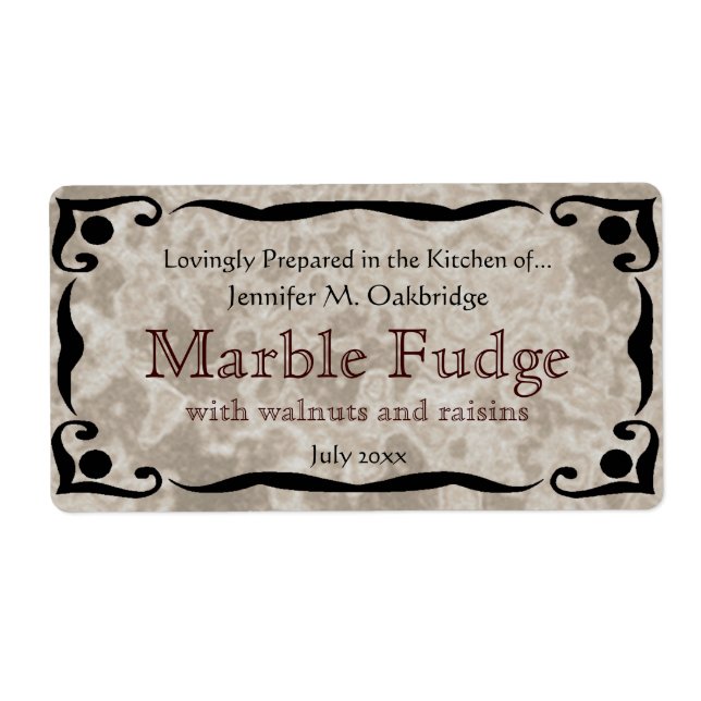 Quadro Preto e Modelo de Etiqueta Marble Brown (Frente)