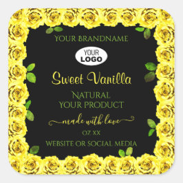 Quadro rosa amarelo na etiqueta do produto preto c