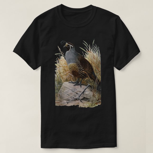 Quail California - Camisa de Passarinho da Camada  (Frente do Design)