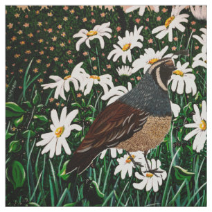Quail in Daisies Tecido
