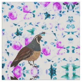Quail on Pink Chintz Tecido