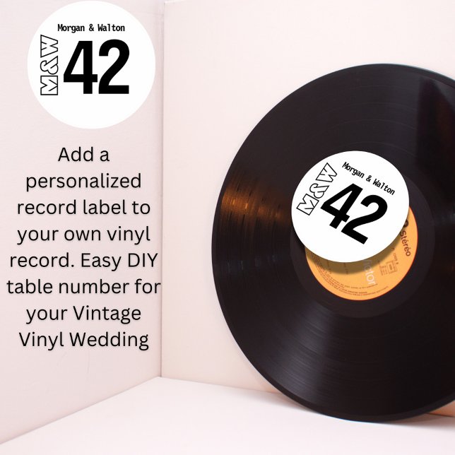 Qualquer adesivo com número de tabela colorida par (Custom personalized sticker decal label to apply to your own vinyl record)